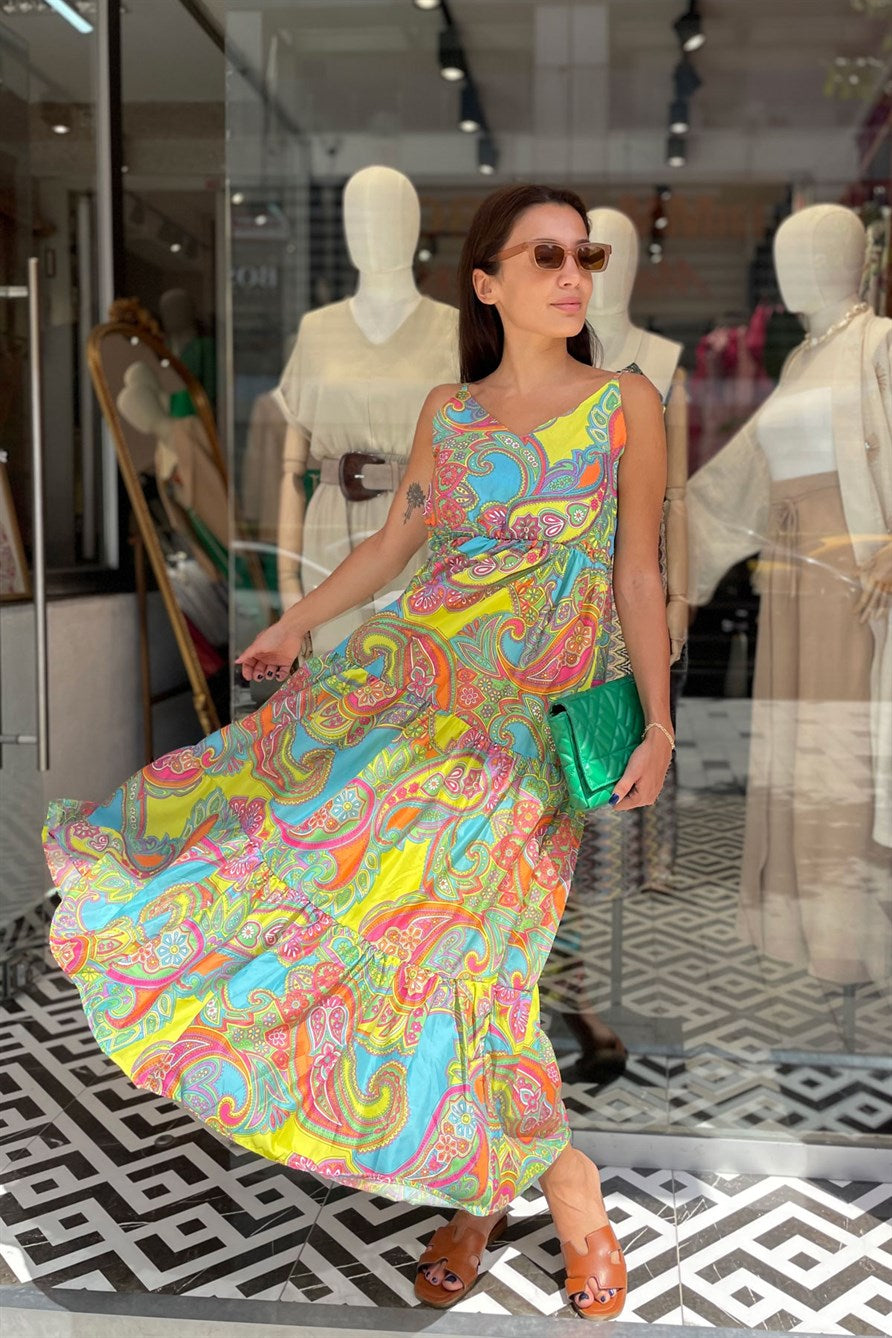 Multi colored midi fashion dress