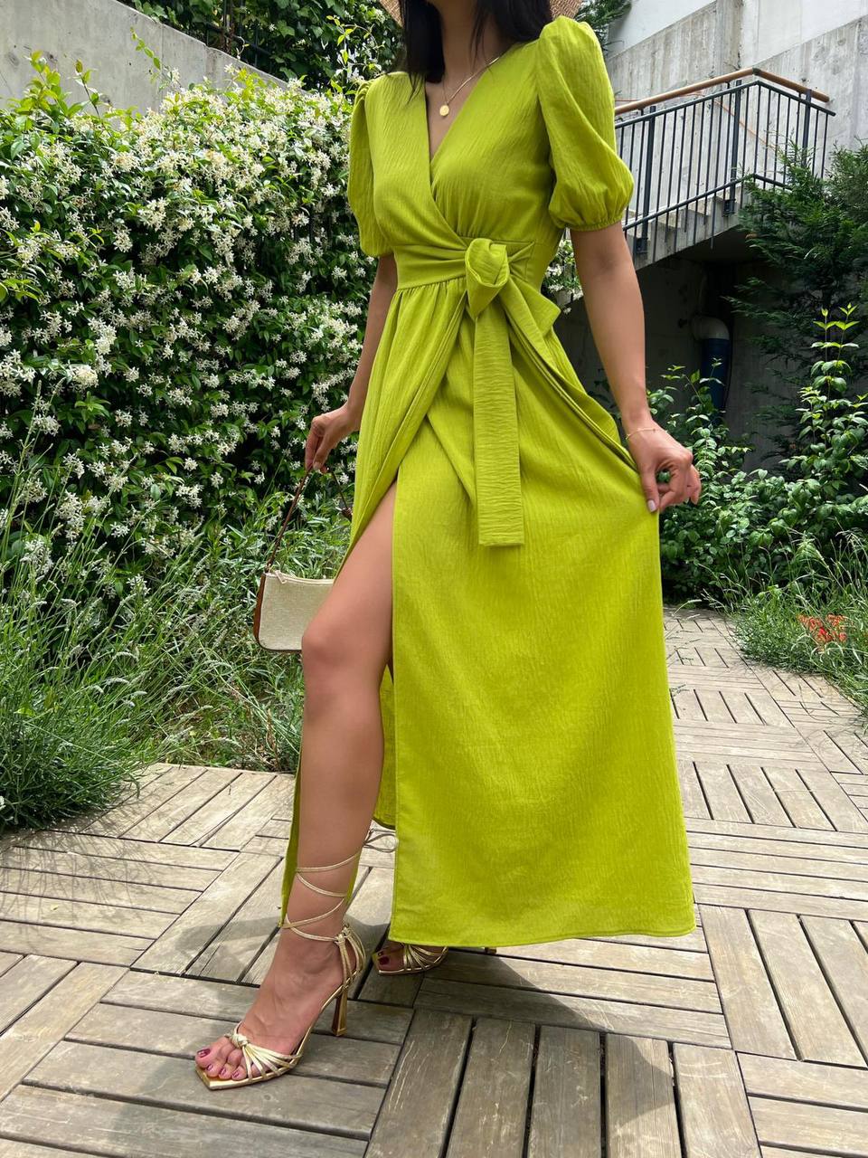Women’s Wrap Midi Dress in Green