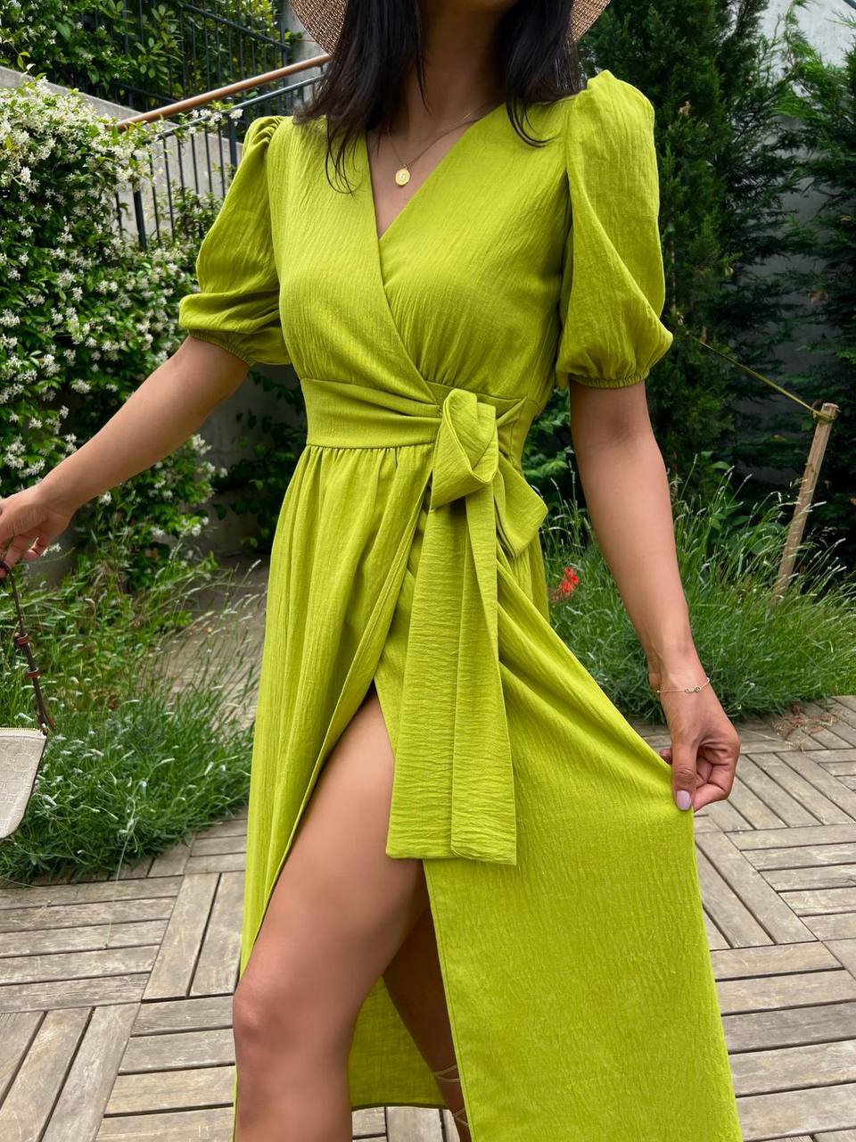 Women’s Wrap Midi Dress in Green